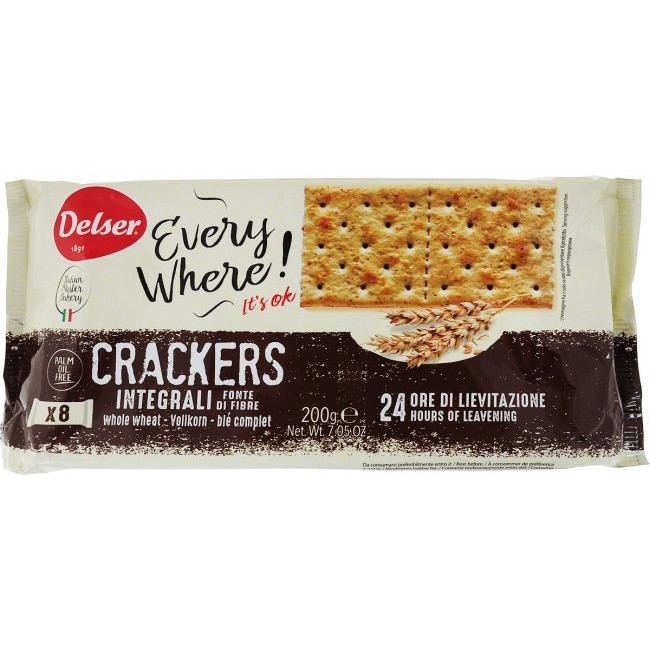 Крекеры Delser Crackers integrali из непросеянной муки, 200 г