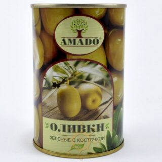 Оливки зеленые с косточкой в ж/б Amado, 300г